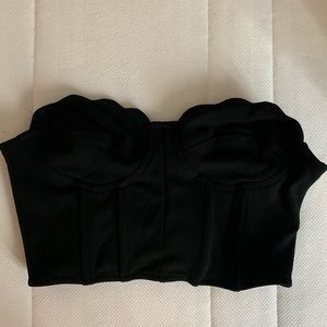 Back Zipper Scallop Trim Bustier